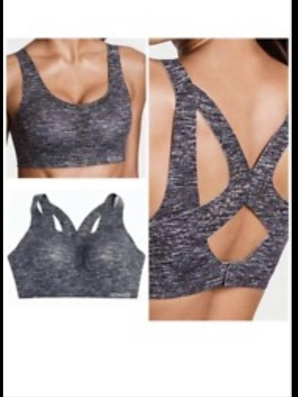 Victoria SPORT Angel Max Gray Seamless Racerback Sports Bra 34B Victoria Secret